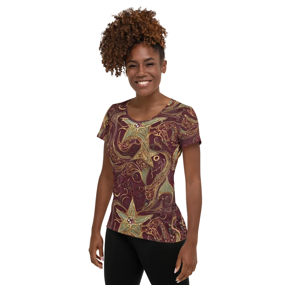 Burgundy Astral on Women's Athletic T-Shirt — Left