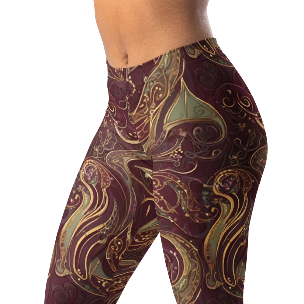 Burgundy Astral on Leggings — Left Front
