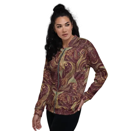 Burgundy Astral on a Bomber Jacket