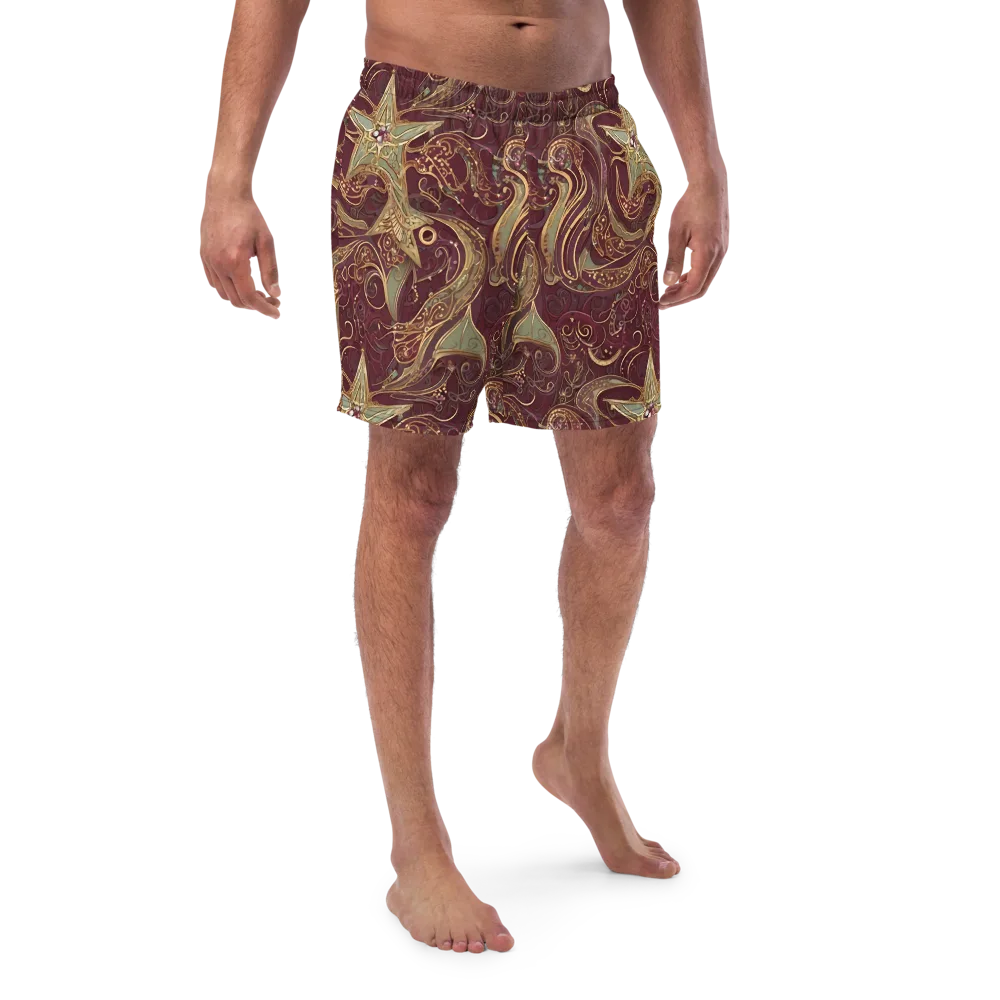 Burgundy Astral on Swim Trunks — Front