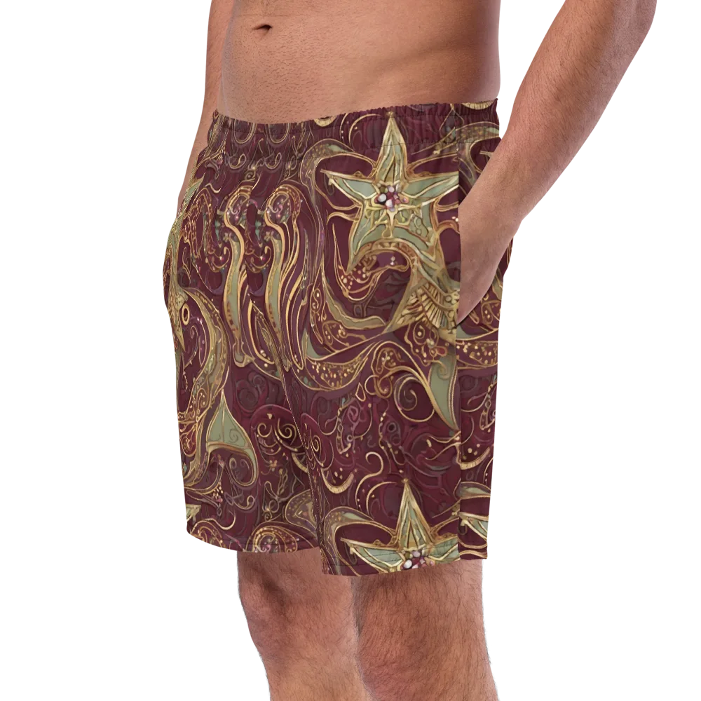 Burgundy Astral on Swim Trunks — Left Front