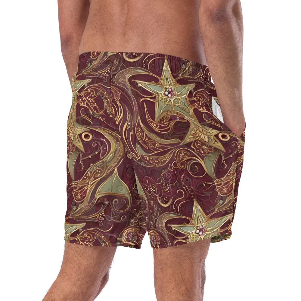 Burgundy Astral on Swim Trunks — Right Back