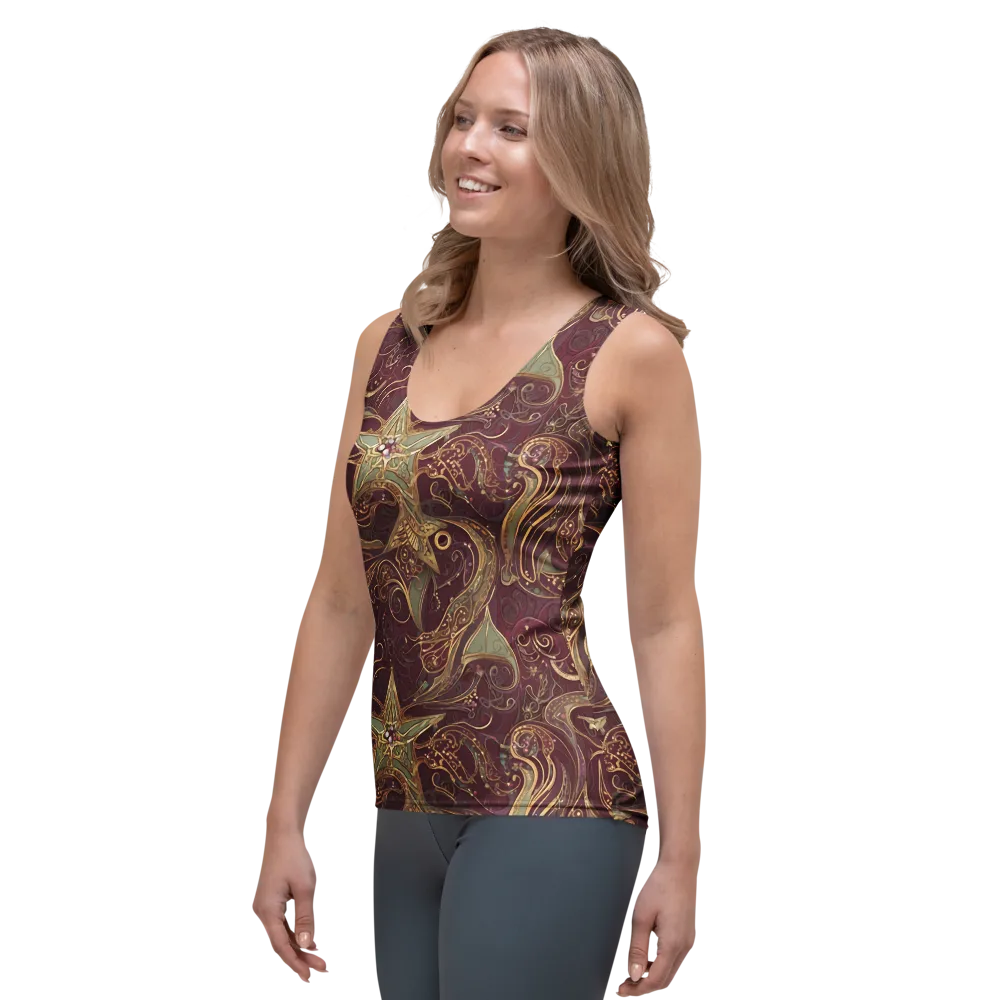 Burgundy Astral on Women's Tank Top — Left Front