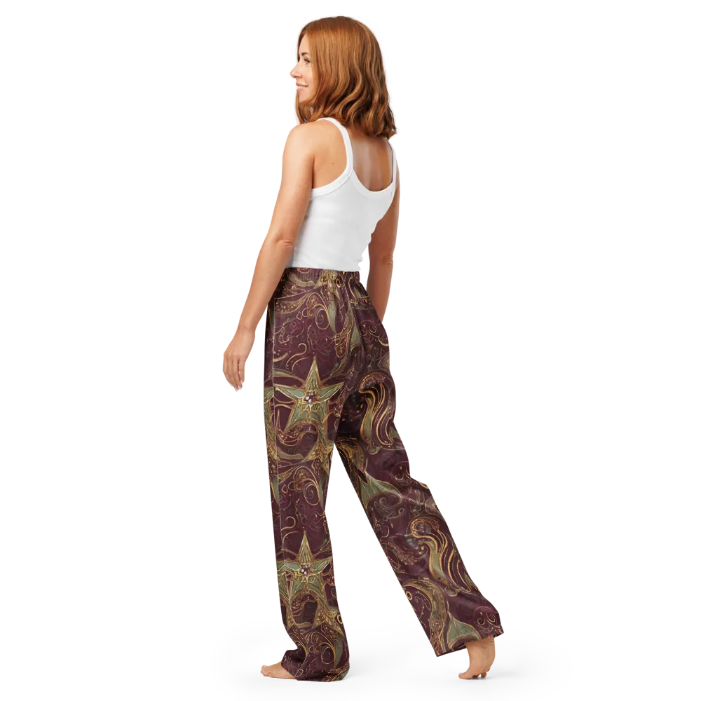 Burgundy Astral on Women's Pajama Pants — Back