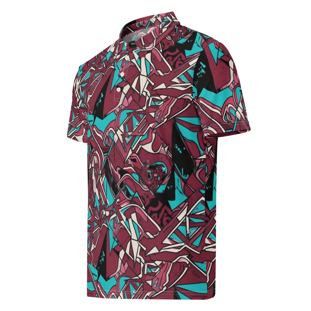 Magenta Fracture on Men's Slim Fit Polo Shirt — Left Front