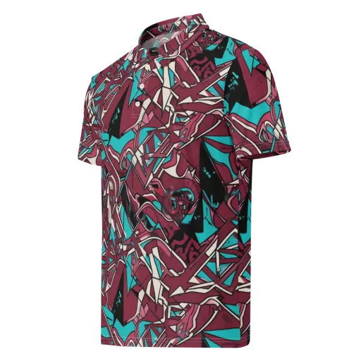 Magenta Fracture on a Men's Slim Fit Polo Shirt