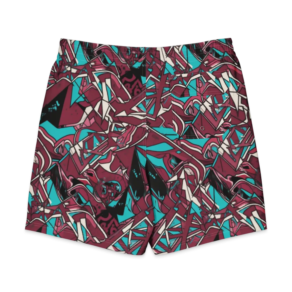 Magenta Fracture on Men's Board Shorts — Back