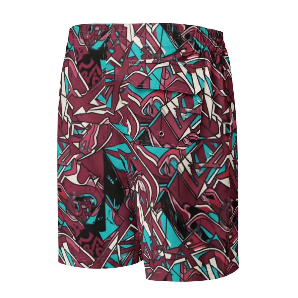 Magenta Fracture on Men's Board Shorts — Back