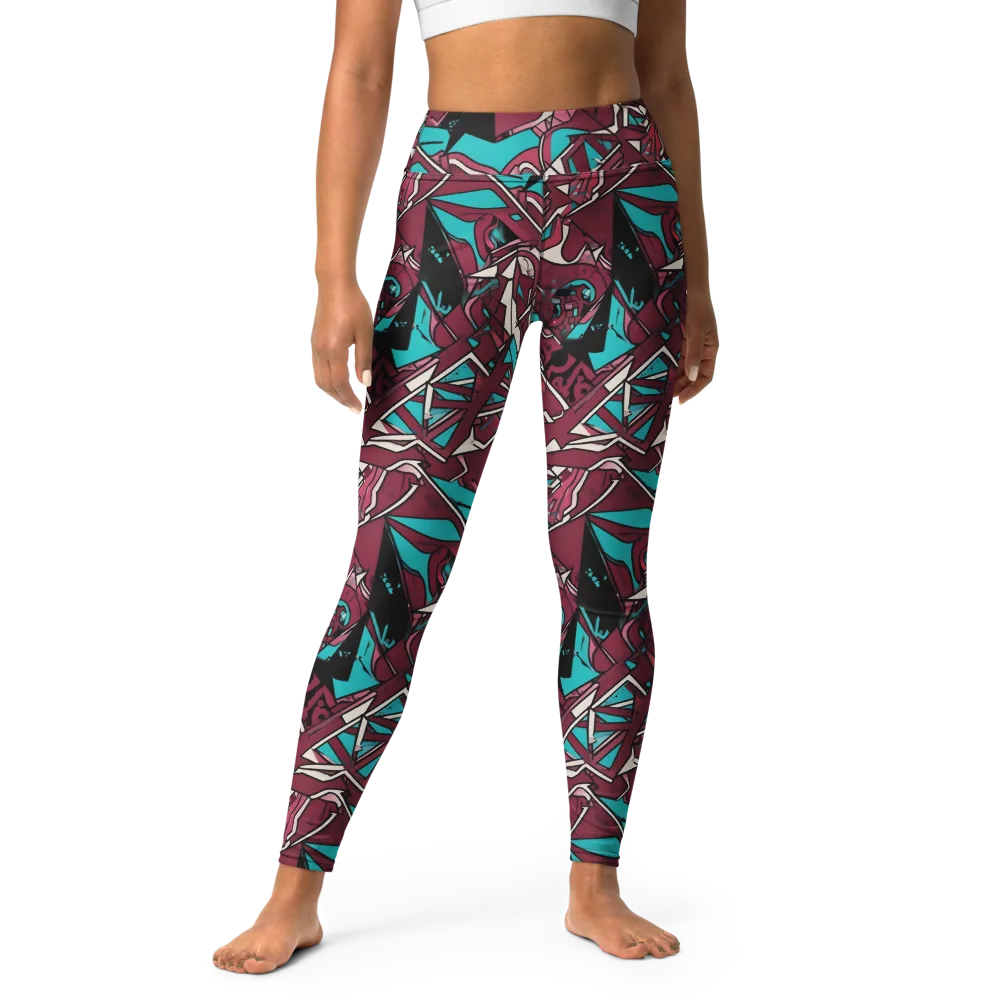 Magenta Fracture on Yoga Leggings — Front