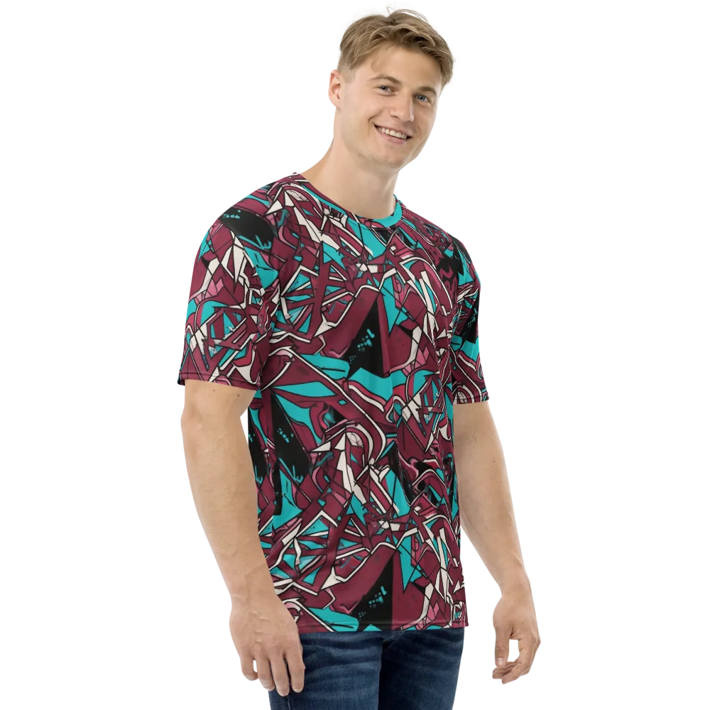 Magenta Fracture on Men's Crew Neck T-Shirt — Right