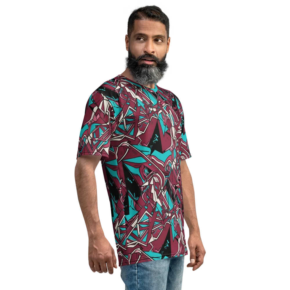 Magenta Fracture on Men's Crew Neck T-Shirt — Right