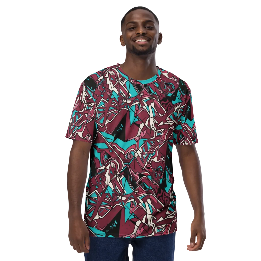 Magenta Fracture on Men's Crew Neck T-Shirt — Front
