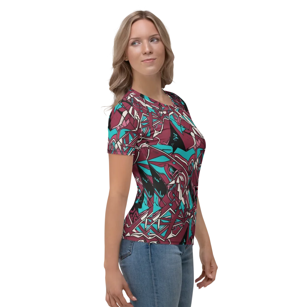 Magenta Fracture on Women's Crew Neck T-Shirt — Right