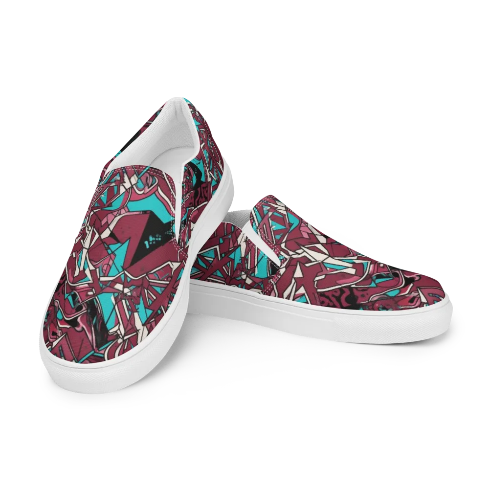 Magenta Fracture on Men's Slip-On Canvas Shoes — Left Front