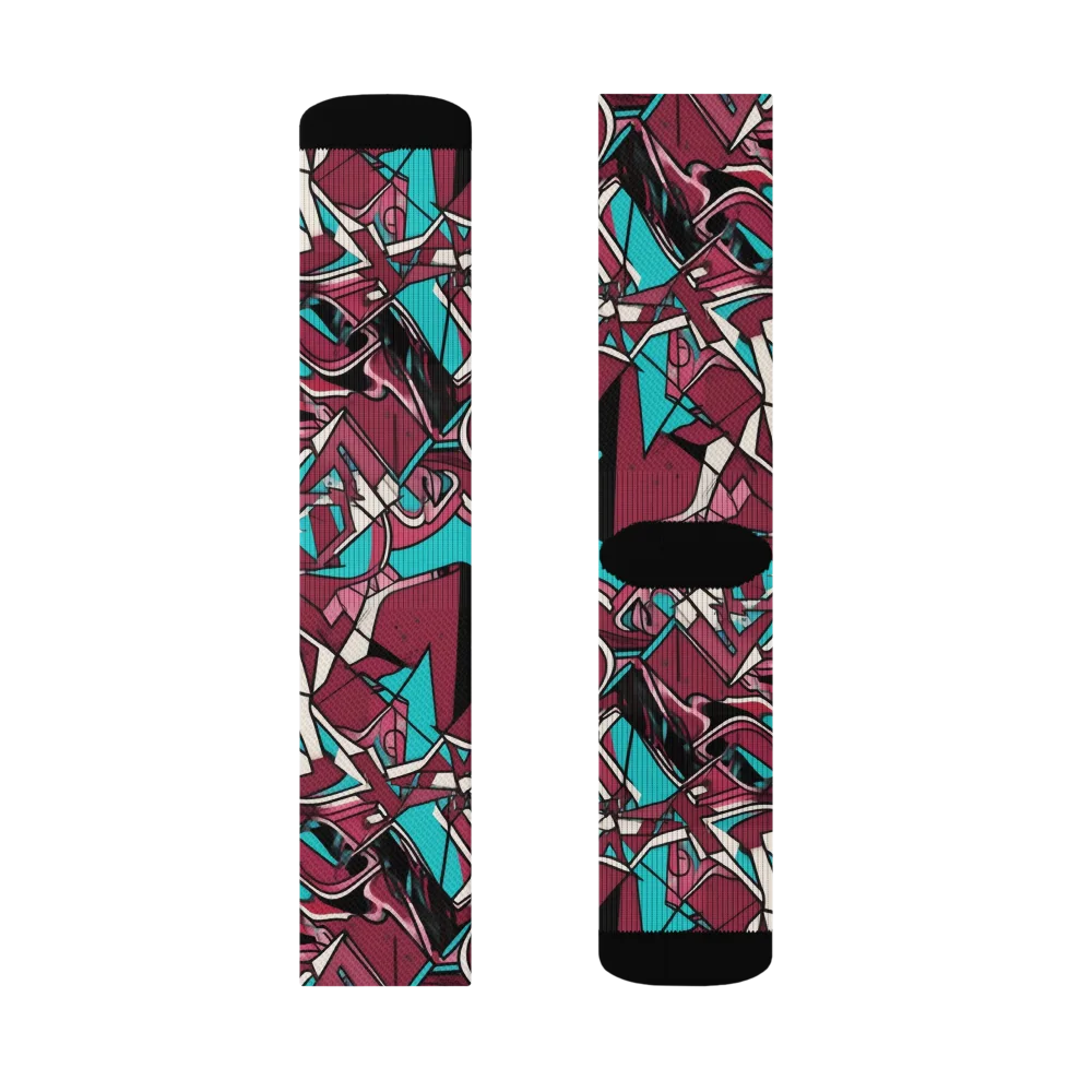 Magenta Fracture on Socks — Left Sock