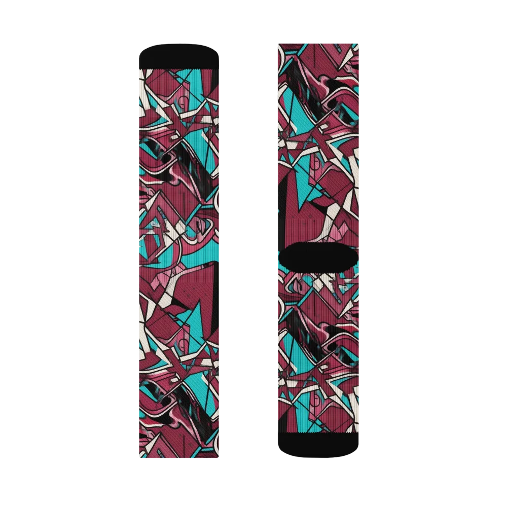 Magenta Fracture on Socks — Right Sock