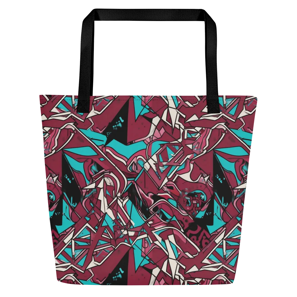 Magenta Fracture on Large Tote Bag W/ Pocket — Front