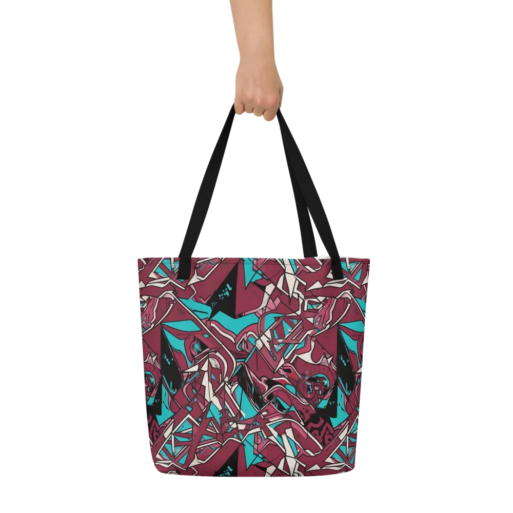 Magenta Fracture on Large Tote Bag W/ Pocket — Front