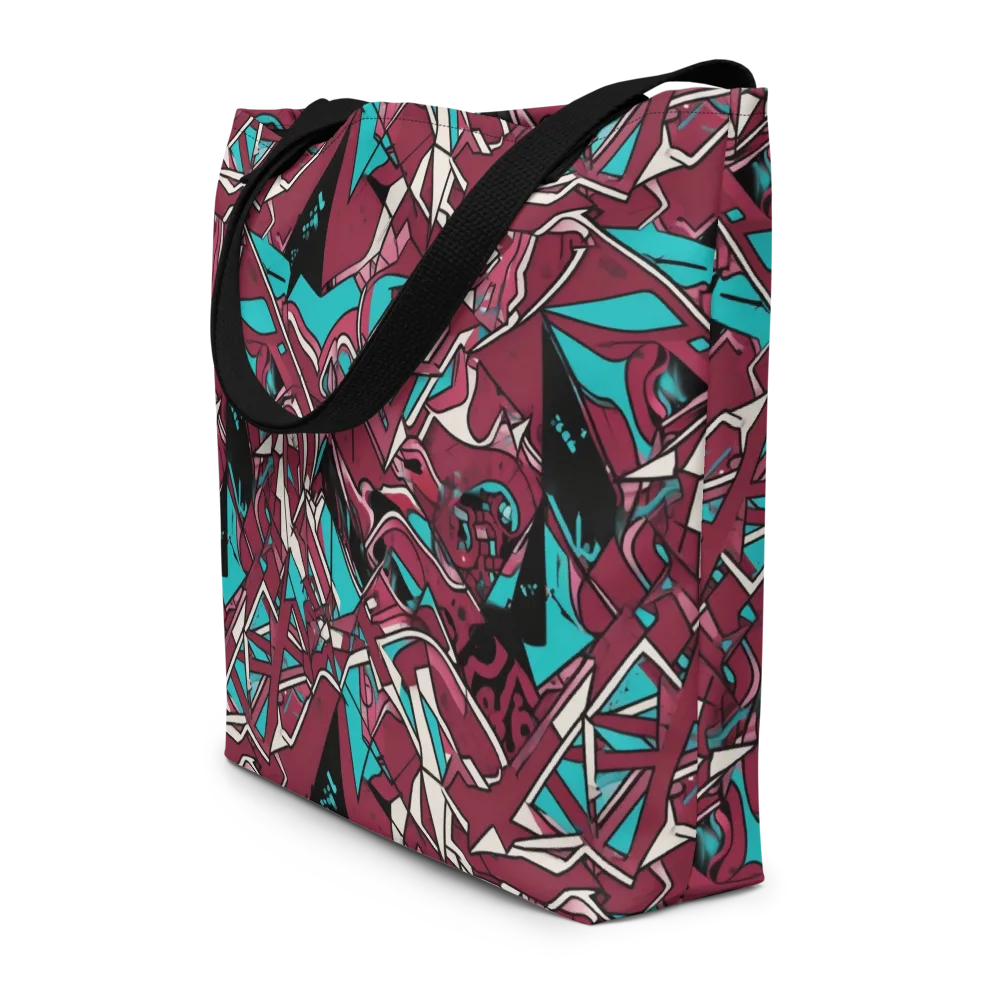 Magenta Fracture on Large Tote Bag W/ Pocket — Front