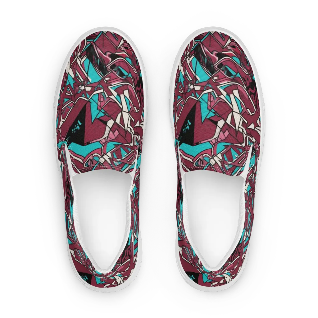 Magenta Fracture on Women's Slip-On Canvas Shoes — Front