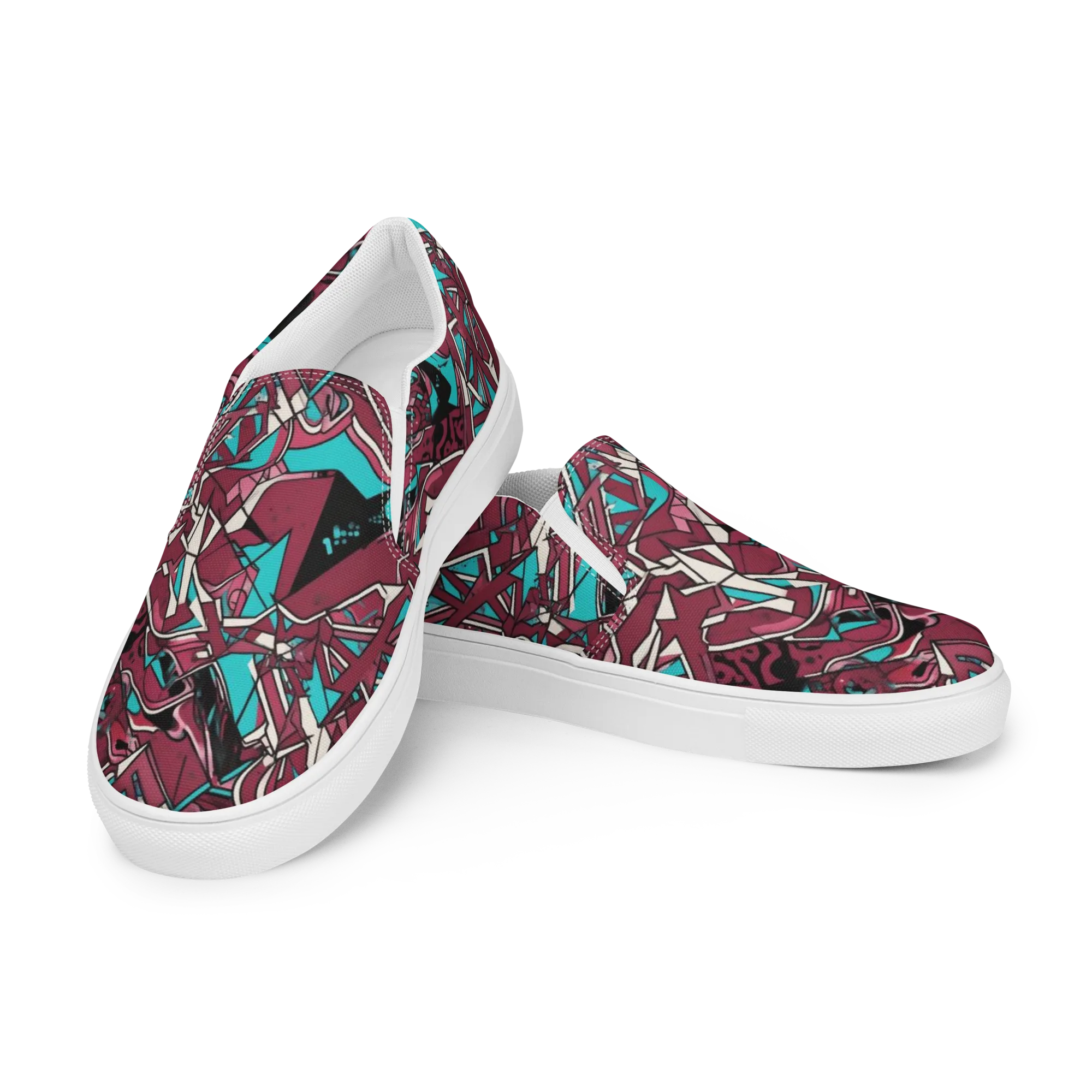 Magenta Fracture on Women's Slip-On Canvas Shoes — Left Front