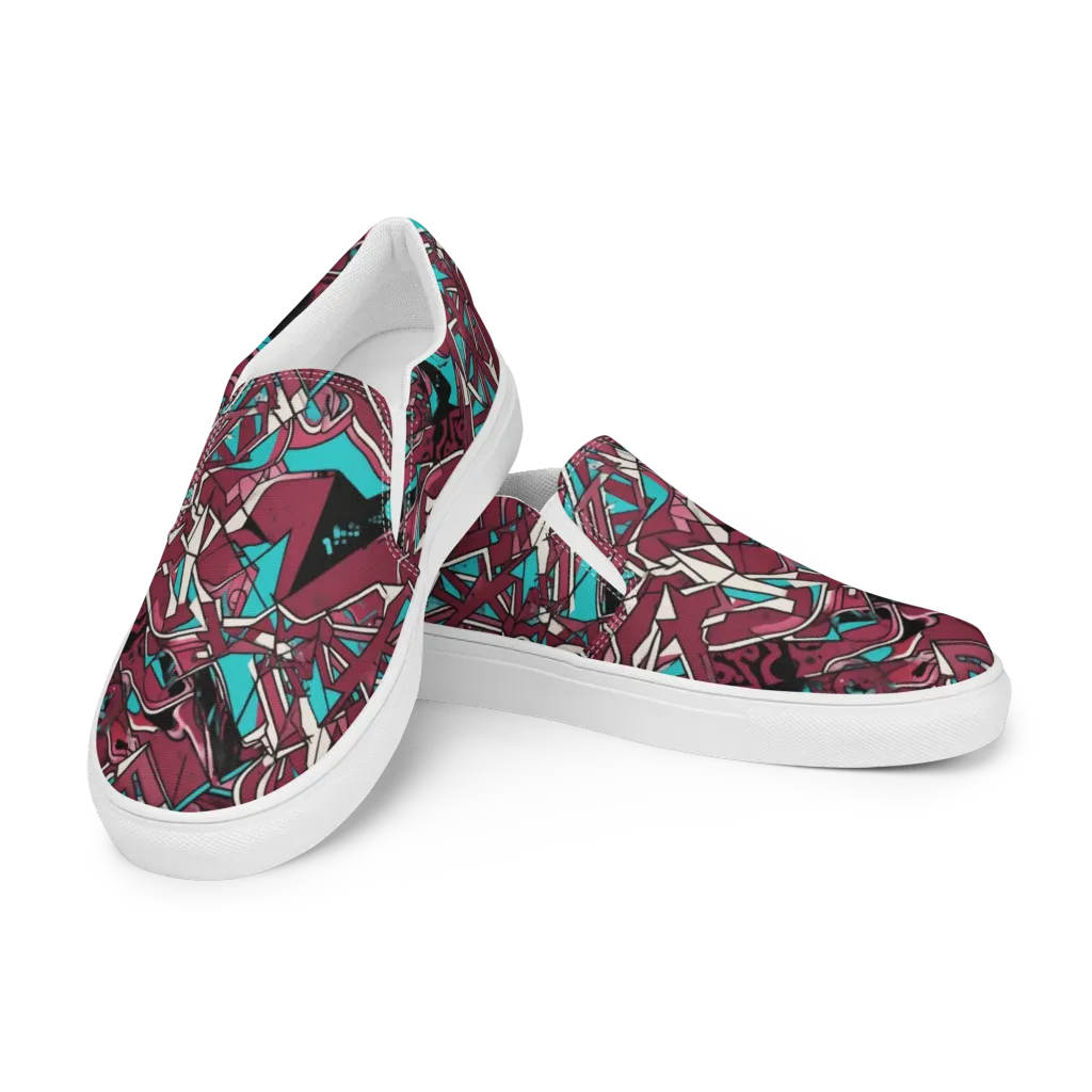 Magenta Fracture on Women's Slip-On Canvas Shoes — Left Front