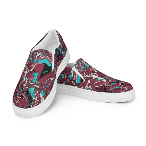 Magenta Fracture on a Women's Slip-On Canvas Shoes