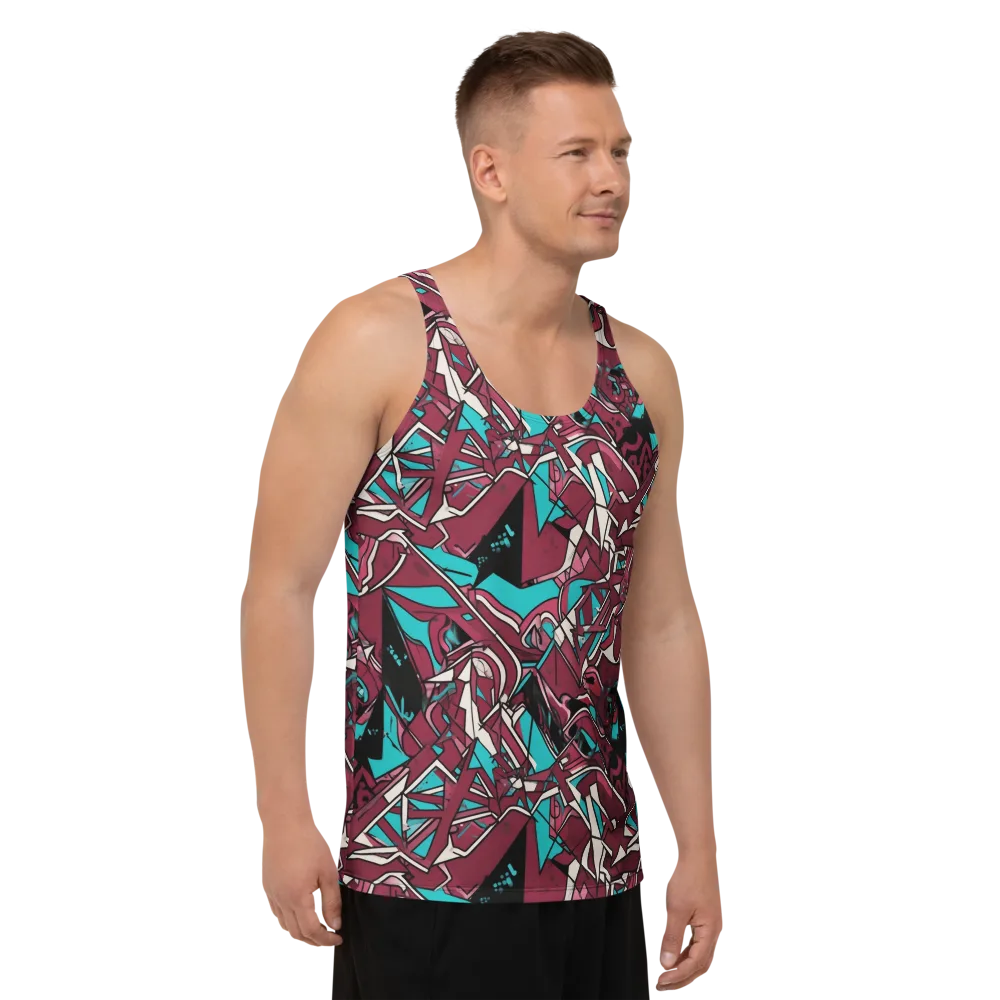 Magenta Fracture on Men's Tank Top — Right Front