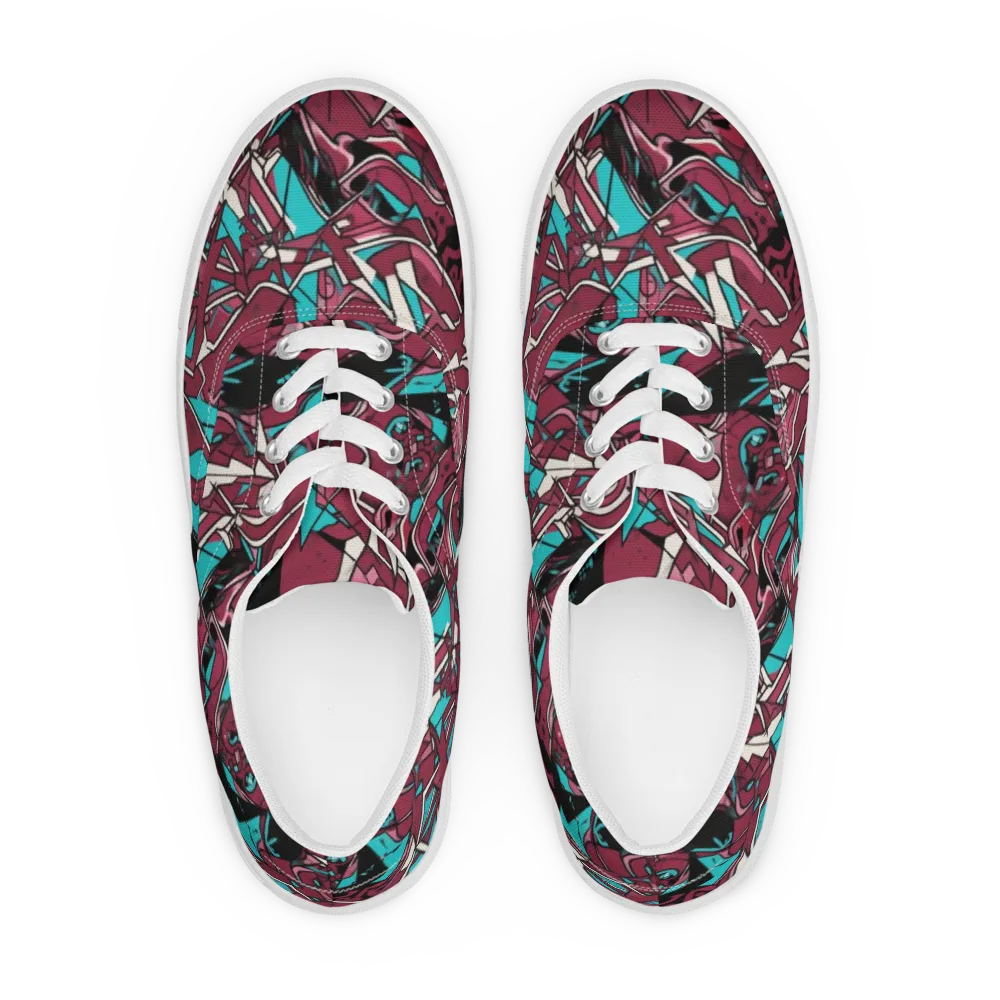 Magenta Fracture on Men's Lace-Up Canvas Shoes — Front
