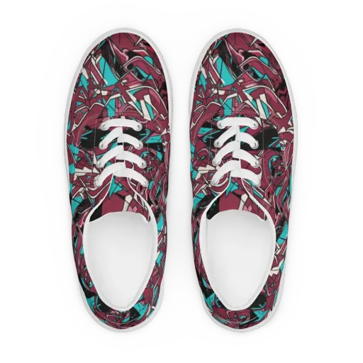 Magenta Fracture on a Men's Lace-Up Canvas Shoes