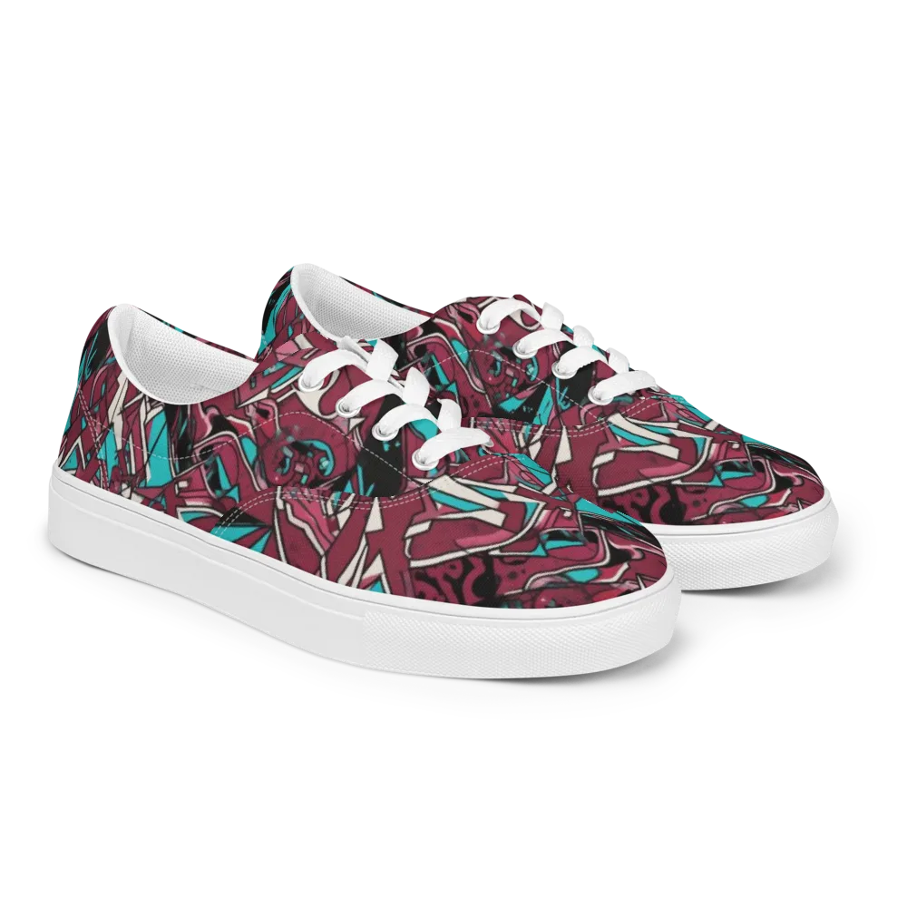 Magenta Fracture on Men's Lace-Up Canvas Shoes — Right Front