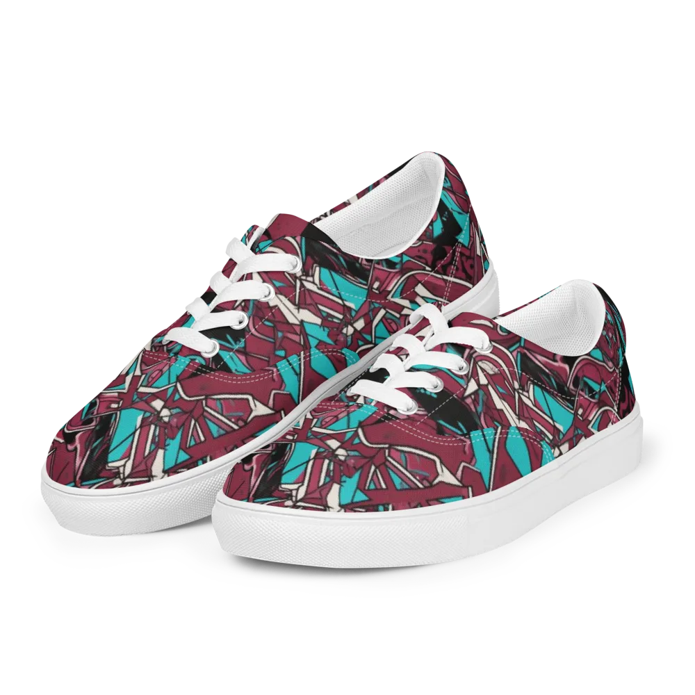 Magenta Fracture on Men's Lace-Up Canvas Shoes — Left Front