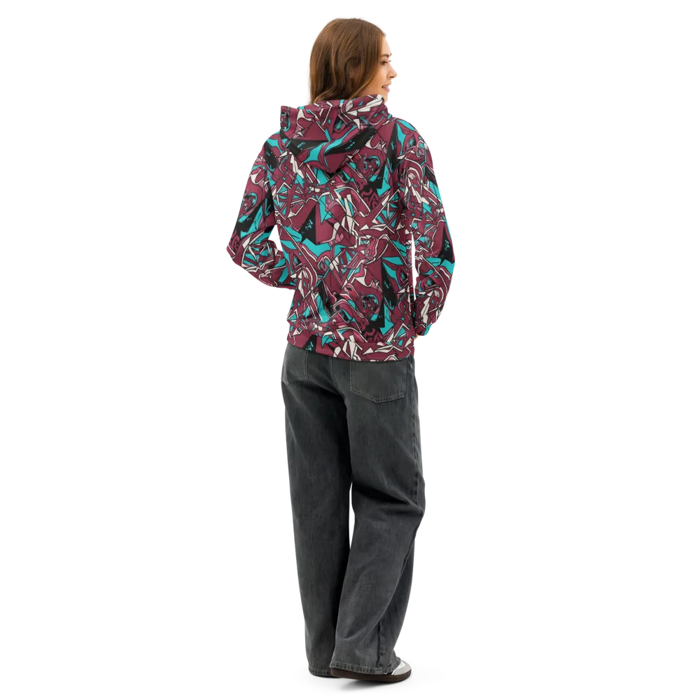 Magenta Fracture on Cotton Hoodie — Back