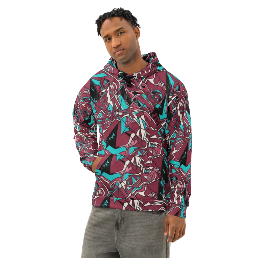 Magenta Fracture on Cotton Hoodie — Left Front