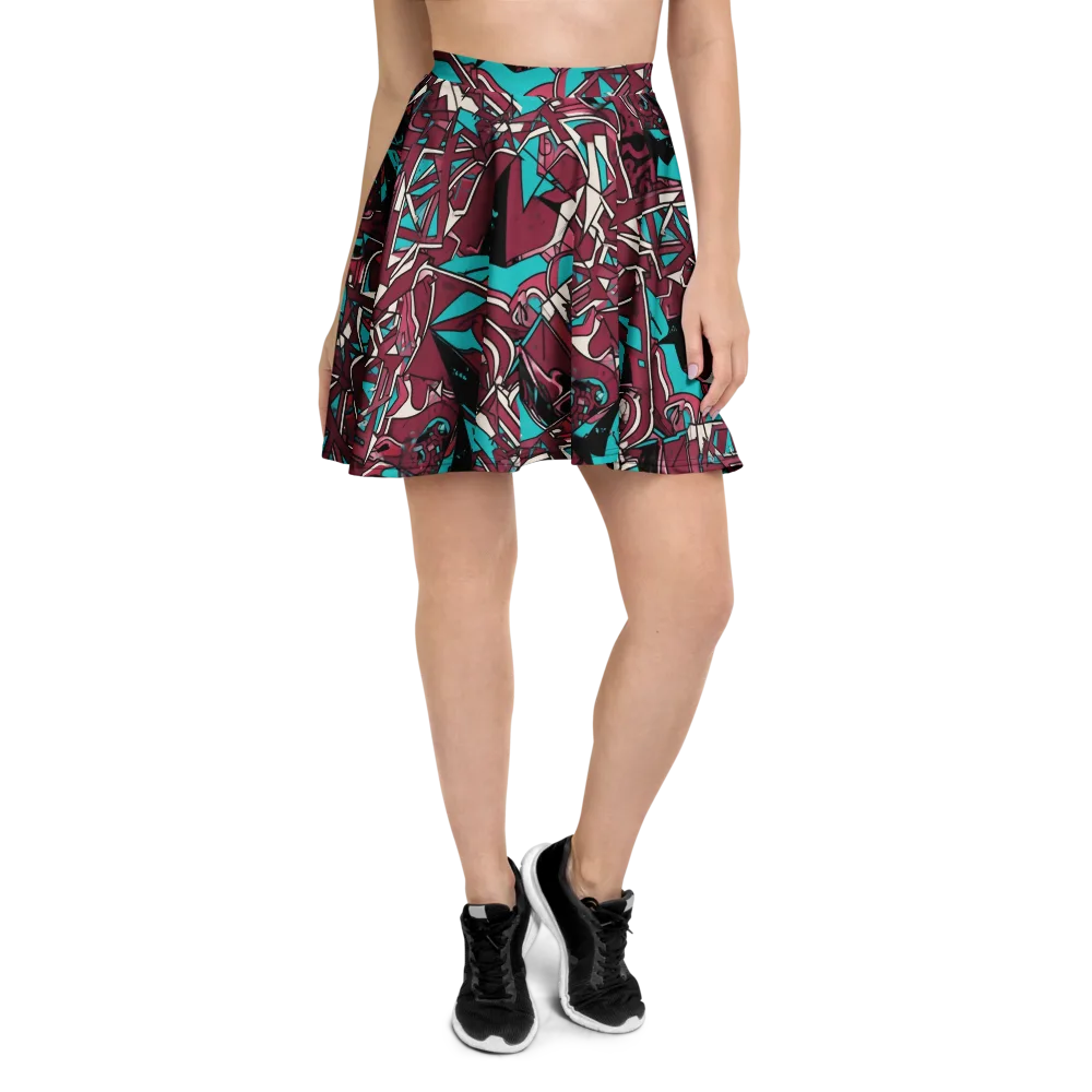 Magenta Fracture on Skater Skirt — Front