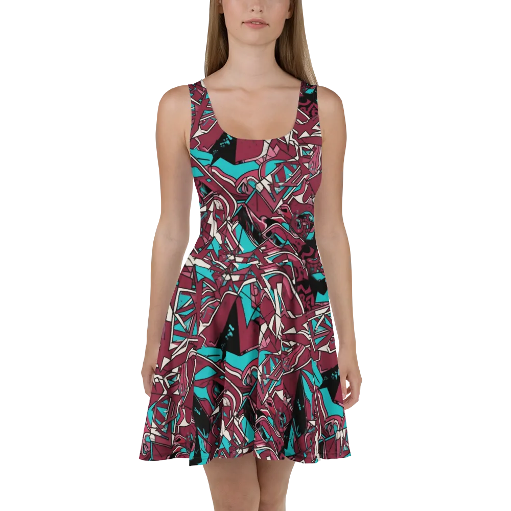 Magenta Fracture on Skater Dress — Front