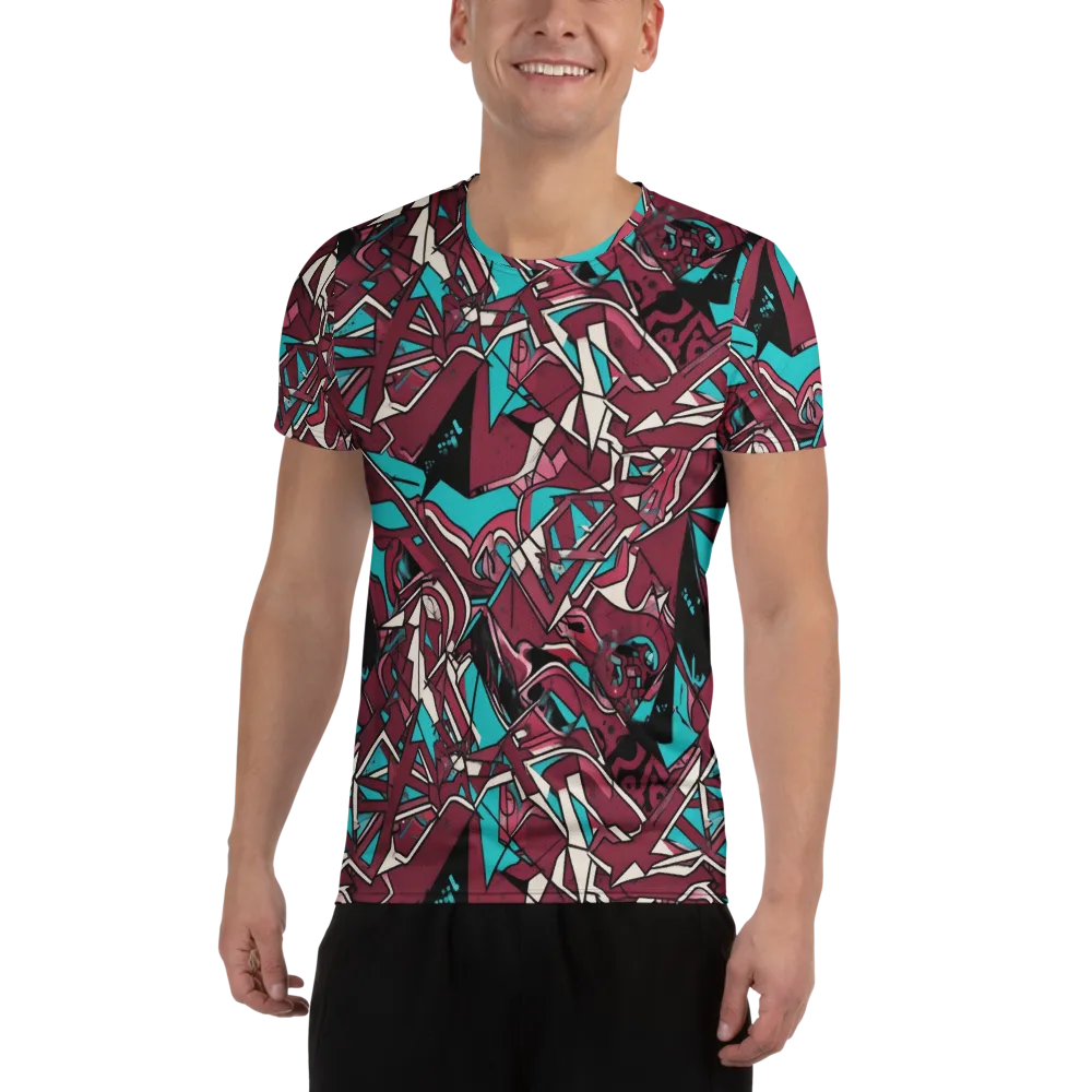 Magenta Fracture on Men's Athletic T-Shirt — Front
