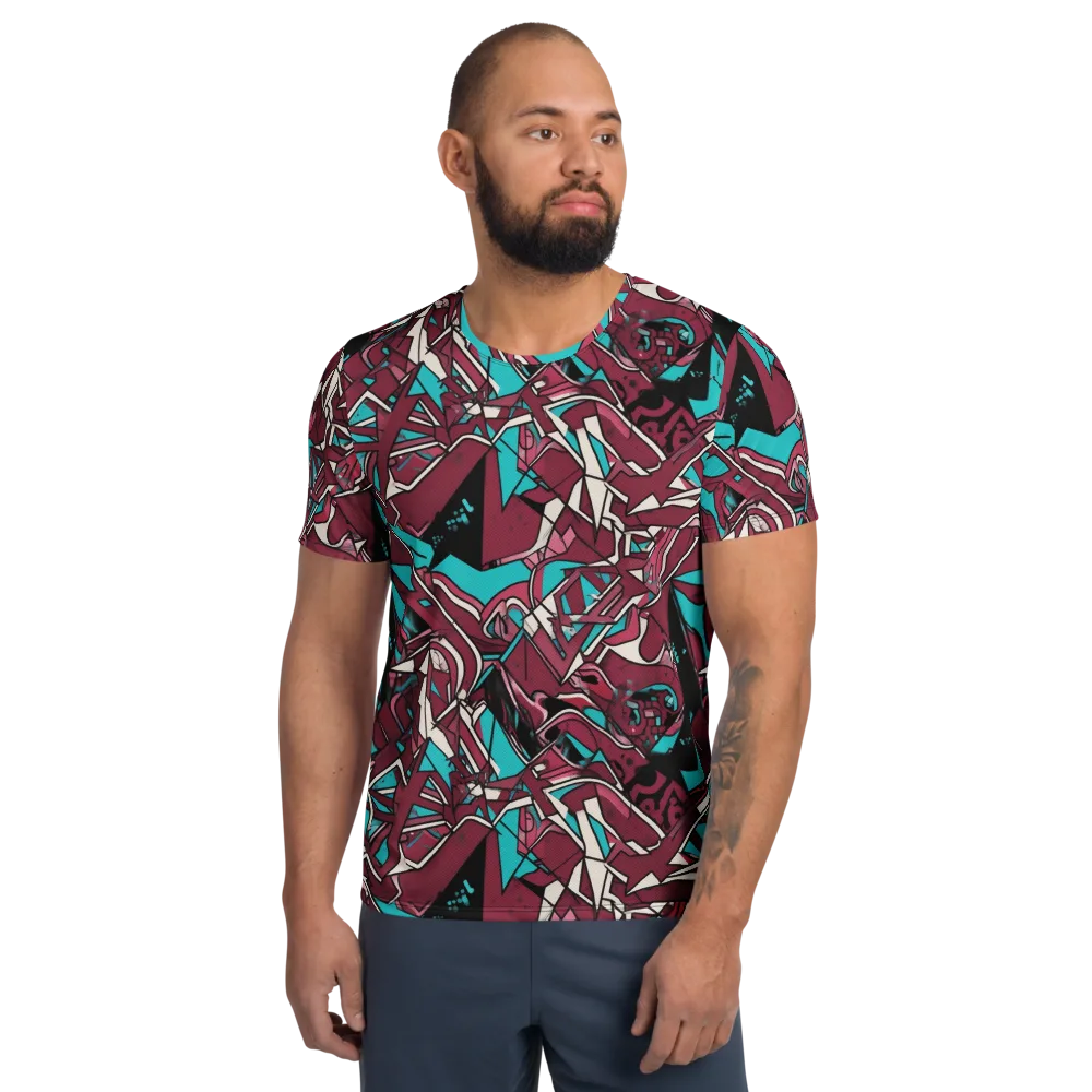 Magenta Fracture on Men's Athletic T-Shirt — Front