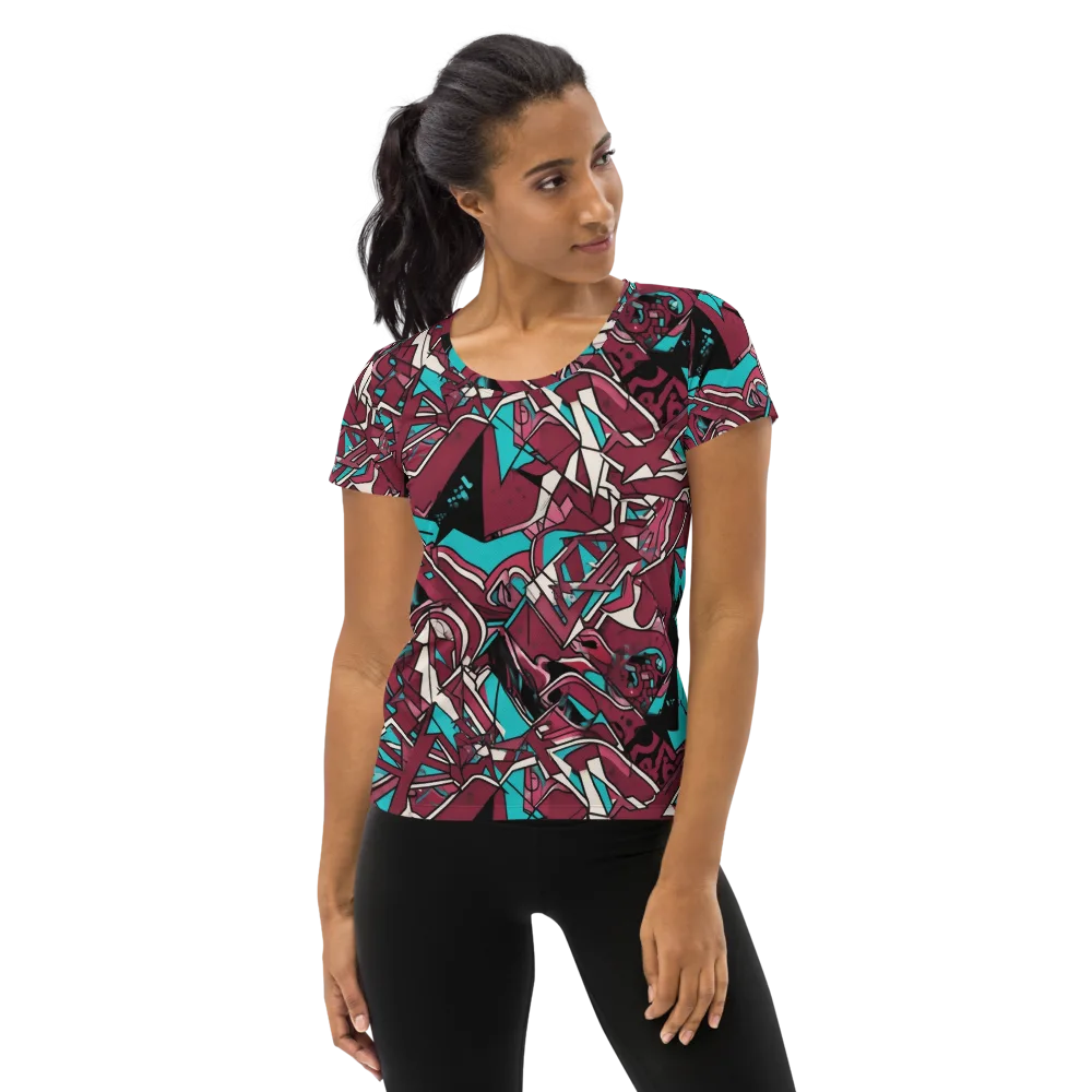 Magenta Fracture on Women's Athletic T-Shirt — Front