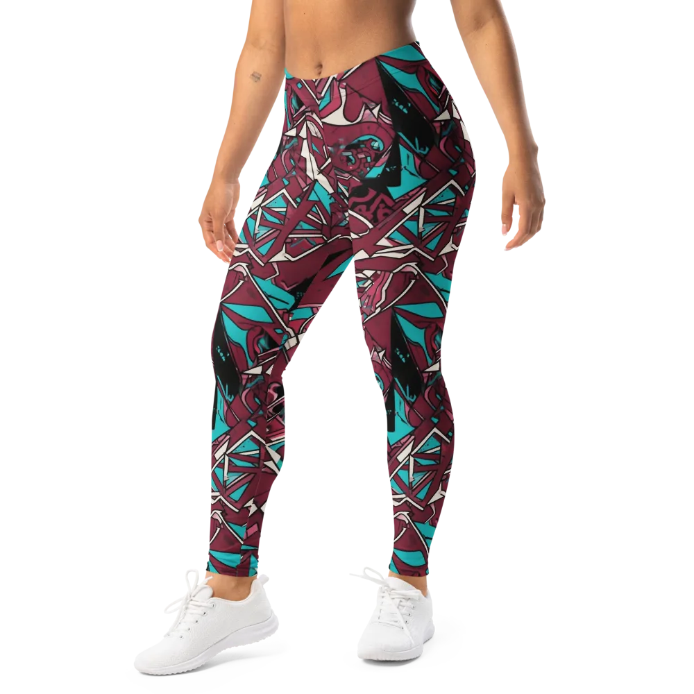 Magenta Fracture on Leggings — Left Front