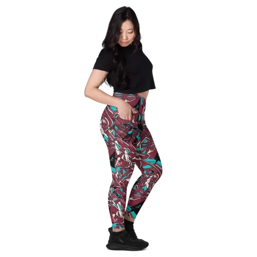 Magenta Fracture on a Leggings with Pockets