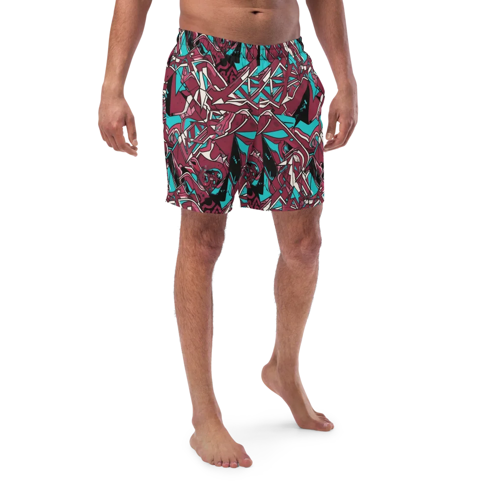 Magenta Fracture on Swim Trunks — Front
