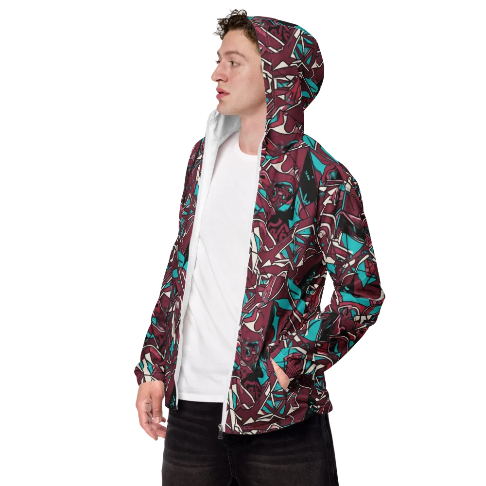 Magenta Fracture on Men's Windbreaker — Left Front