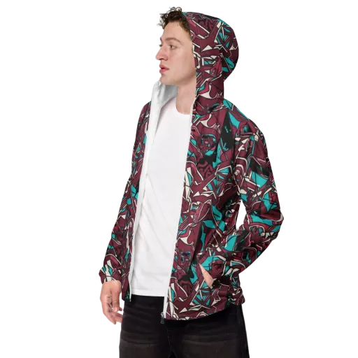 Magenta Fracture on a Men's Windbreaker