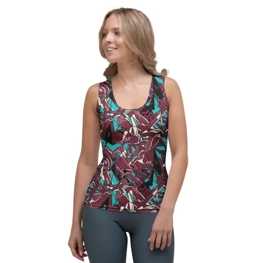 Magenta Fracture on a Women's Tank Top