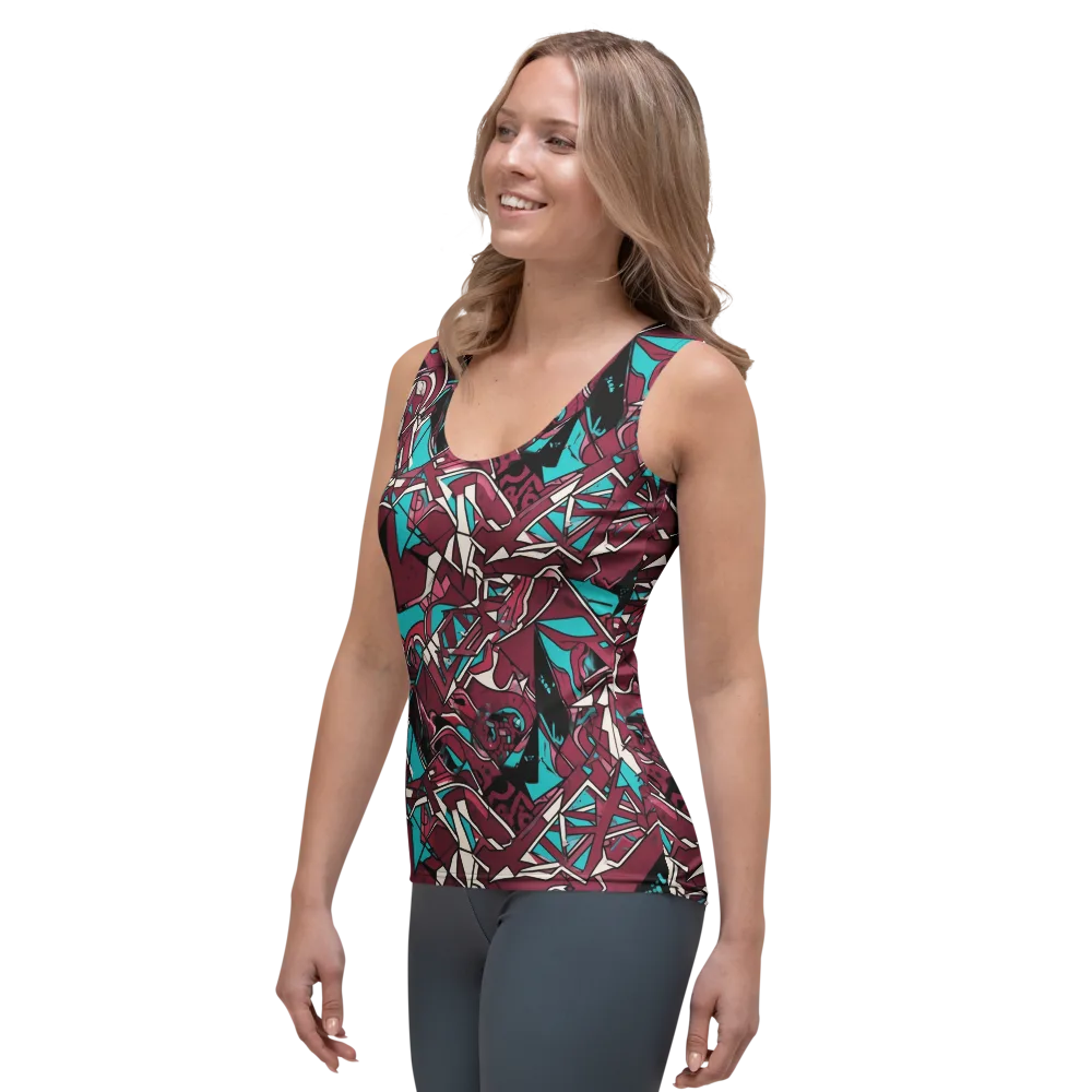 Magenta Fracture on Women's Tank Top — Left Front
