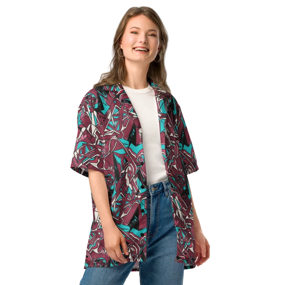 Magenta Fracture on Button Shirt — Front