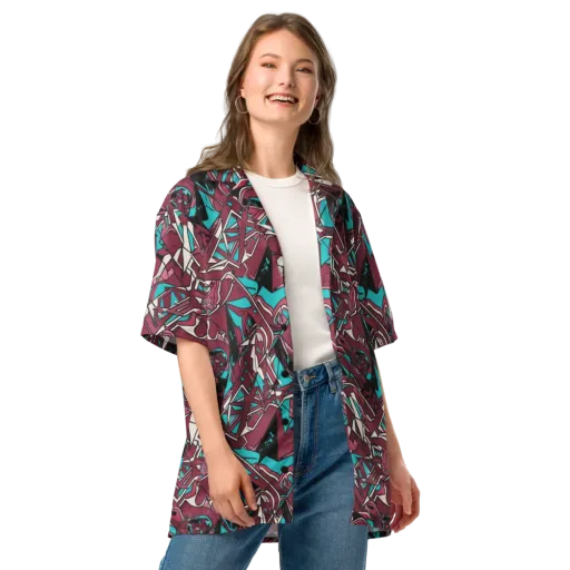 Magenta Fracture on a Button Shirt