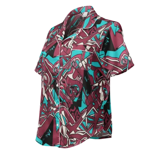 Magenta Fracture on a Women's Short Sleeve Pajama Top