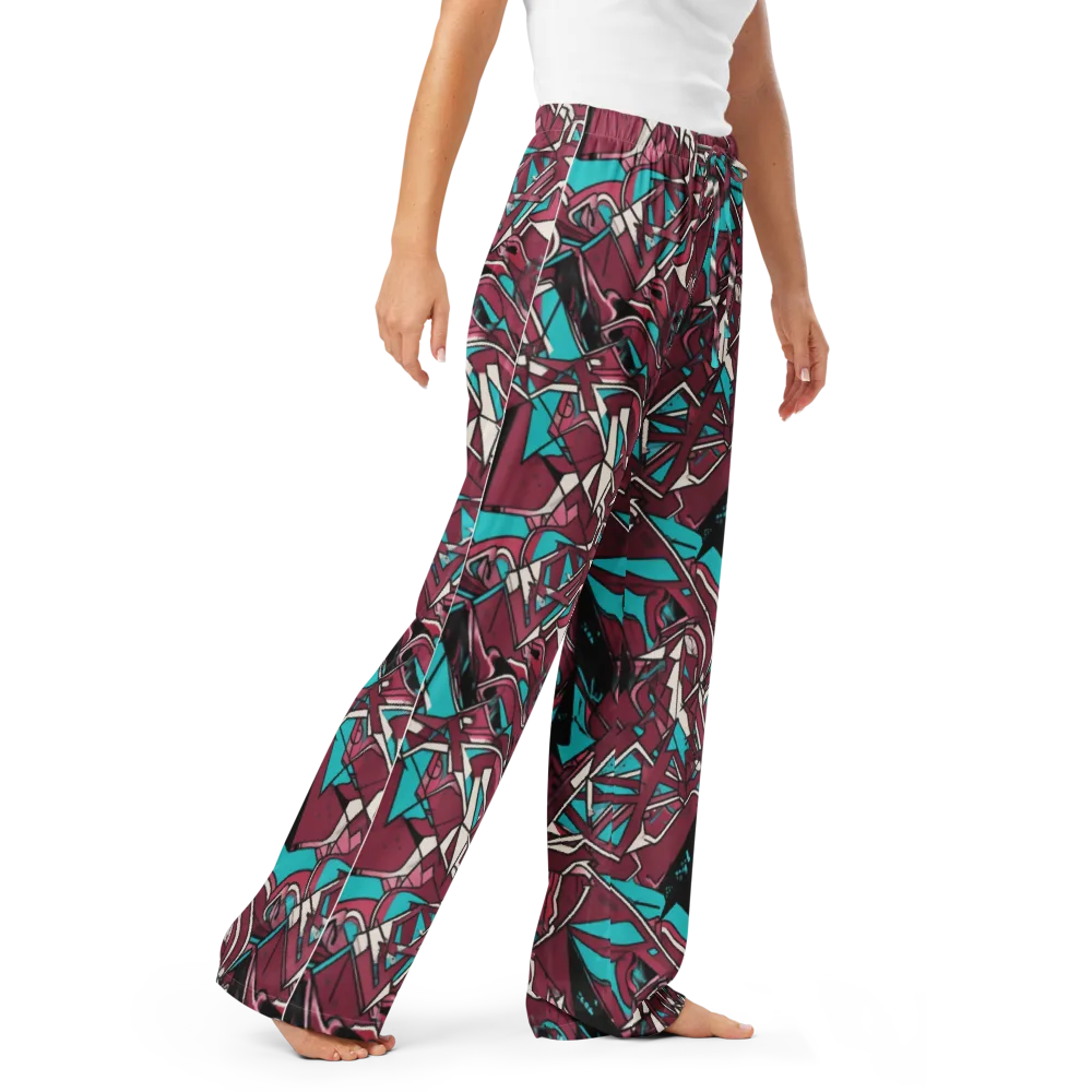 Magenta Fracture on Women's Pajama Pants — Right Front